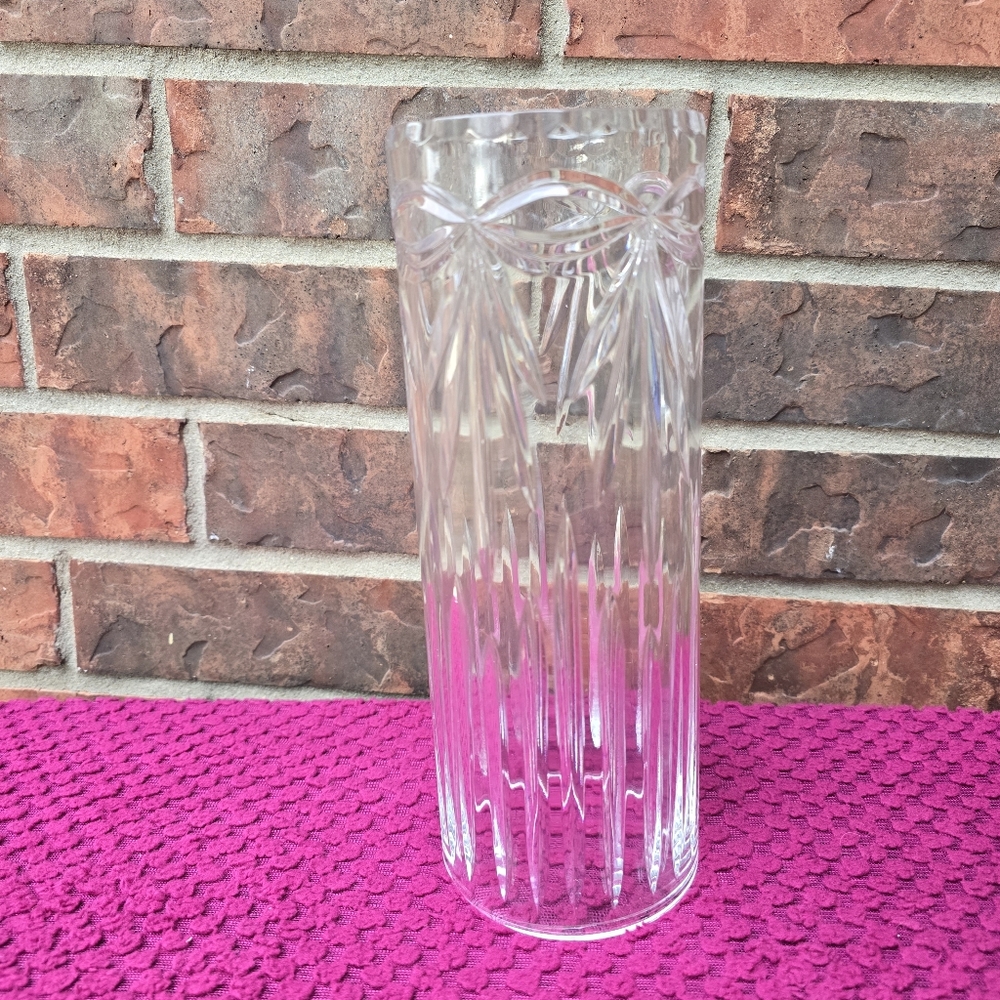 Noble Excellence 24% Lead Crystal Duchess Fan Swag Candle Holder Bows Poland